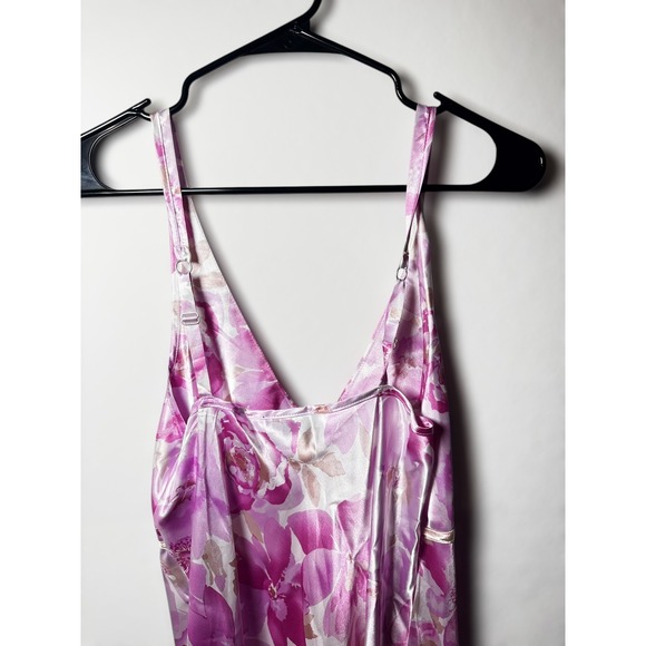VTG Jones New York Floral‎ Romantic Satin Slip Dress Pink Spaghetti Strap Y2K - Picture 9 of 9
